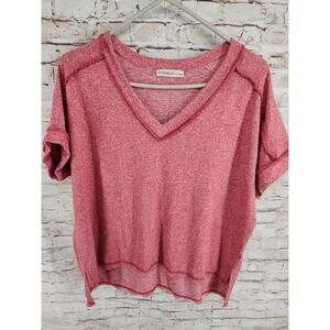 Zenana Top Size S/M Short Sleeve V-Neck Red Very Soft Oversized
